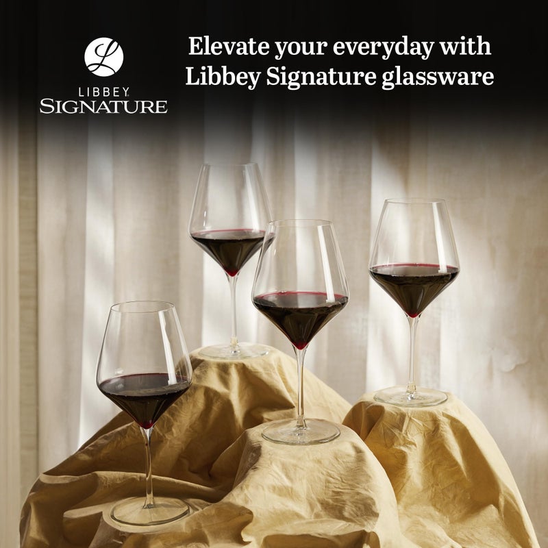 Libbey Signature Red Wine Glasses Set of 4, Seamless 24 Oz Wine Glasses for Cabernet, Merlot, and More, Stemmed Wine Glasses for All Occasions - Image 2